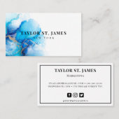 Carte De Visite Plat de peinture bleu or (Devant / Derrière)