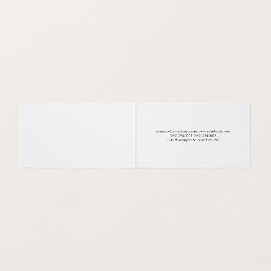 Carte De Visite Plat mince professionnel blanc plié deux côtés (Intérieur déplié)