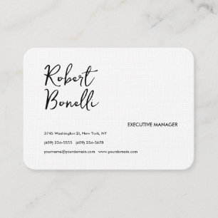 Carte De Visite Plat minimaliste noir & blanc moderne belle lin