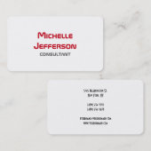 Carte De Visite Plat moderne Simple Rouge Blanc (Devant / Derrière)