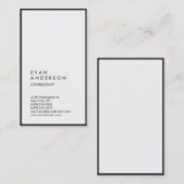 Carte De Visite Plat vertical Simple Noir Blanc Bordé Moderne (Devant / Derrière)