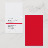 Carte De Visite Plat vertical Simple Rouge Blanc tendance Attracti (Devant / Derrière)