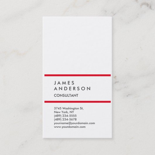 Carte De Visite Plat vertical Simple Rouge Blanc tendance Attracti (Devant)