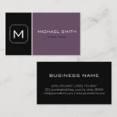 Carte De Visite Plat violet et noir élégant professionnel moderne (Devant / Derrière)