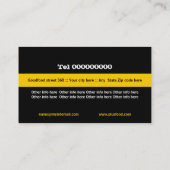 Carte De Visite Plate de couverts de restaurant jaune noir blanc (Dos)