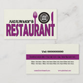 Carte De Visite Platine de couverts violet ivoire noir (Devant / Derrière)