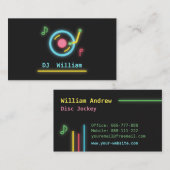 Carte De Visite Platine de DJ Faux Néons (Devant / Derrière)