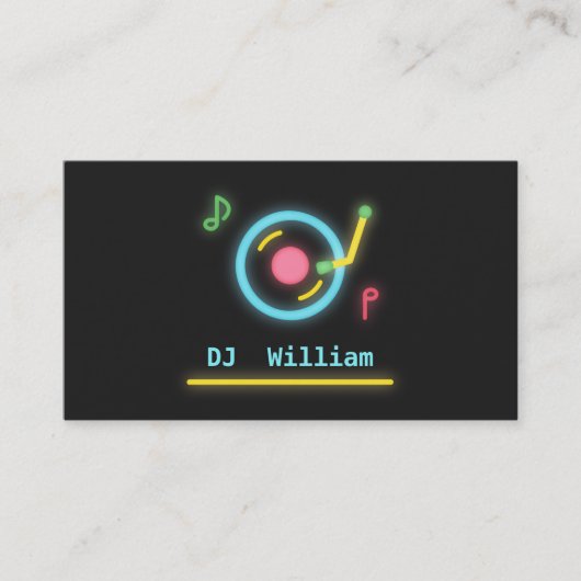 Carte De Visite Platine de DJ Faux Néons (Devant)