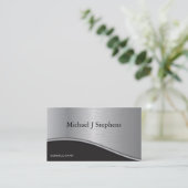 Carte De Visite Platine texturée noire professionnelle moderne (Debout devant)