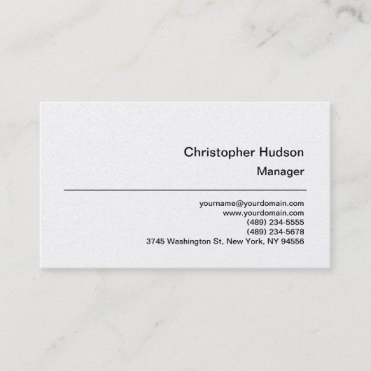 Carte de visite Platinum Simple Plain Manager (Devant)