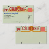 Carte De Visite Plats de la Californie (Devant / Derrière)