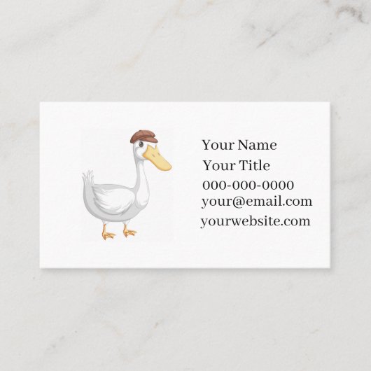 Carte De Visite Playful Cartoon Duck with Brown Hat (Devant)