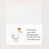 Carte De Visite Playful Cartoon Duck with Brown Hat (Extérieur déplié)