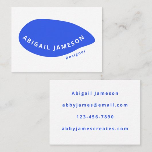 Carte De Visite Playy tendance Scandinave unique Cobalt bleu (Devant / Derrière)