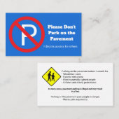 Carte De Visite Please Do Not Park – Private Access Notice (Devant / Derrière)