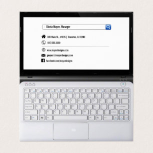 carte de visite plié à écran d'ordinateur portable