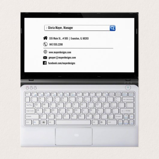 carte de visite plié à écran d'ordinateur portable (Intérieur déplié)