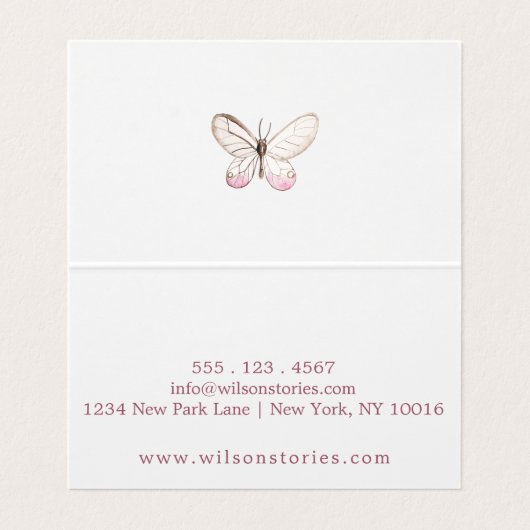 Carte de visite plié à papillon transparent de con (Intérieur déplié)
