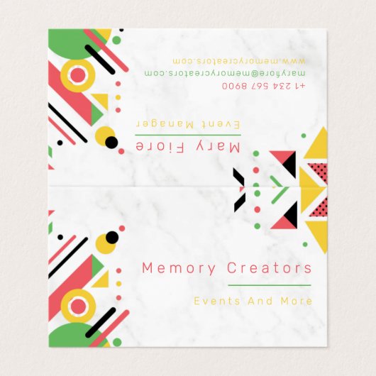 carte de visite plié coloré (Extérieur déplié)