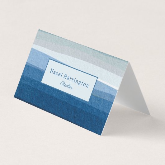 Carte de visite plié de code QR des vagues Abstrai (Devant)