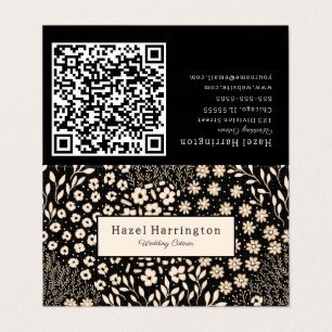 Carte de visite plié de code QR floral neutre