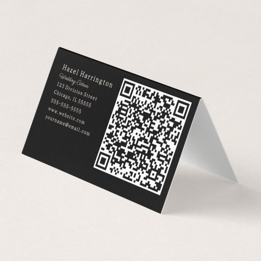 Carte de visite plié de code QR floral neutre (Dos)