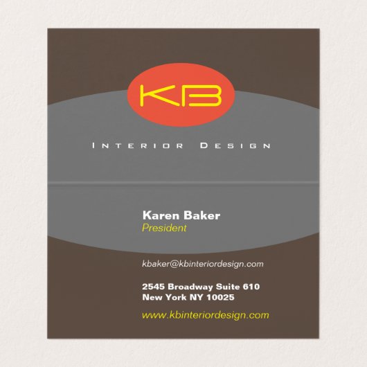 Carte de visite plié de conception monographique (Intérieur déplié)