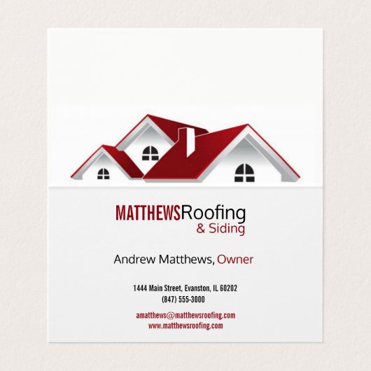 carte de visite plié de toiture (Intérieur déplié)