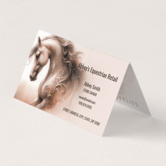 Carte de visite plié du code QR du cheval (Devant)
