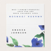 Carte de visite plié par aquarelle florale bleue (Extérieur déplié)