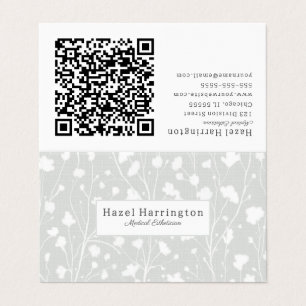 Carte de visite plié QR floral doux neutre