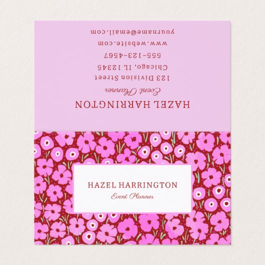 Carte de visite plié rose gras (Extérieur déplié)