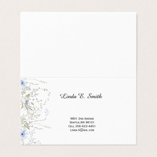 Carte de visite pliée (Extérieur déplié)