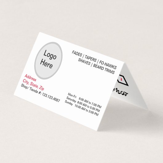 Carte de visite pliée (Dos)