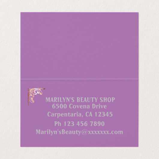 Carte de visite pliée (Intérieur déplié)