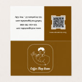 Carte de visite pliée avec QR code pour café (Extérieur déplié)