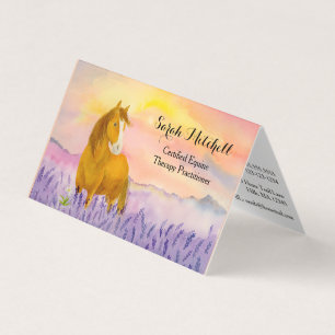 Carte de visite pliée Cheval dans un champ de lava