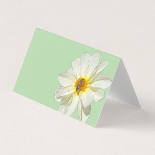 Carte de visite pliée Fleur blanche et abeille à m (Devant)