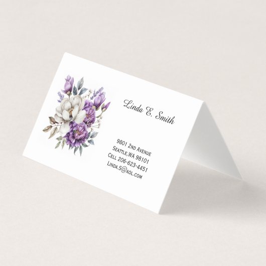 Carte de visite pliée florale (Devant)