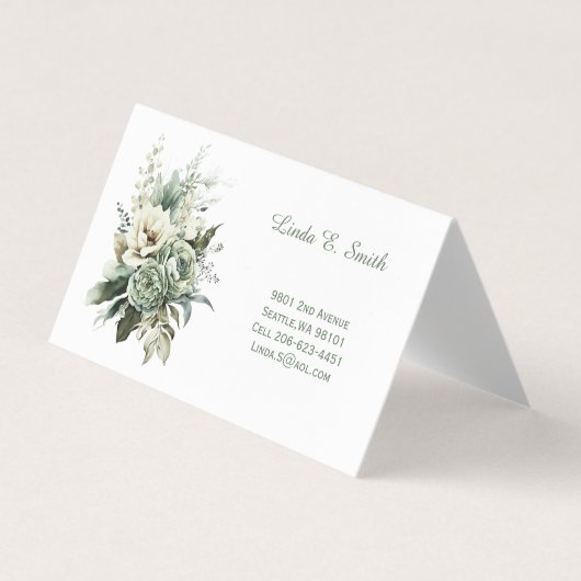 Carte de visite pliée florale (Devant)