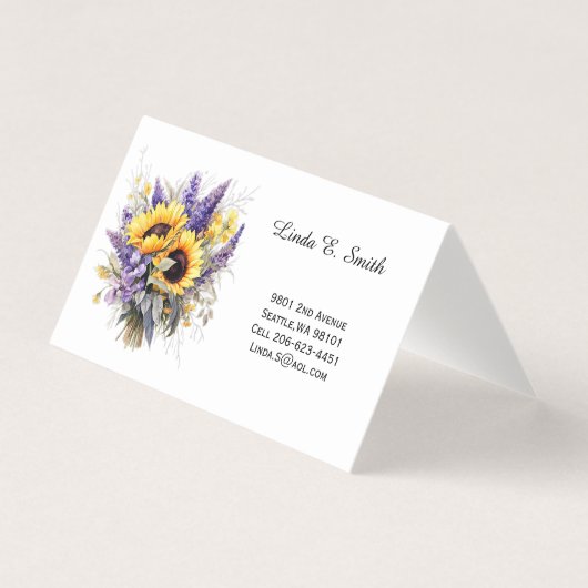 Carte de visite pliée florale  (Devant)