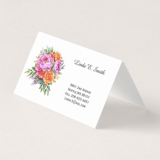 Carte de visite pliée florale (Devant)