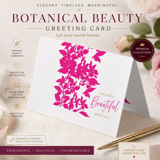 Carte de visite pliée florale rose chic