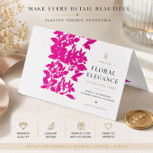 Carte de visite pliée florale rose chic