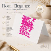 Carte de visite pliée florale rose chic