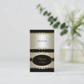 Carte De Visite Plier sur la crème élégante Noir (Debout devant)