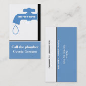 Carte De Visite Plomber bleu, robinet blanc captivant la plomberie (Devant / Derrière)