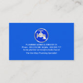 Carte De Visite Plomber Couches d'eau bleu (Dos)