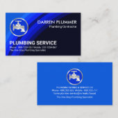 Carte De Visite Plomber Couches d'eau bleu (Devant / Derrière)