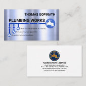 Carte De Visite Plomber de ligne de tuyau d'eau d'argent (Devant / Derrière)